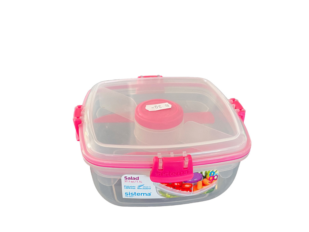 Sistema Salad 1,1 Liter To Go - Pink clips